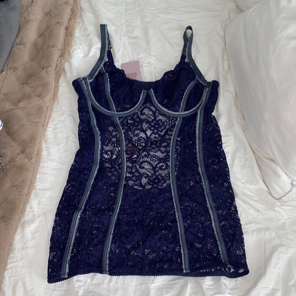 SAVAGE X FENTY Framed In Denim Slip Dress